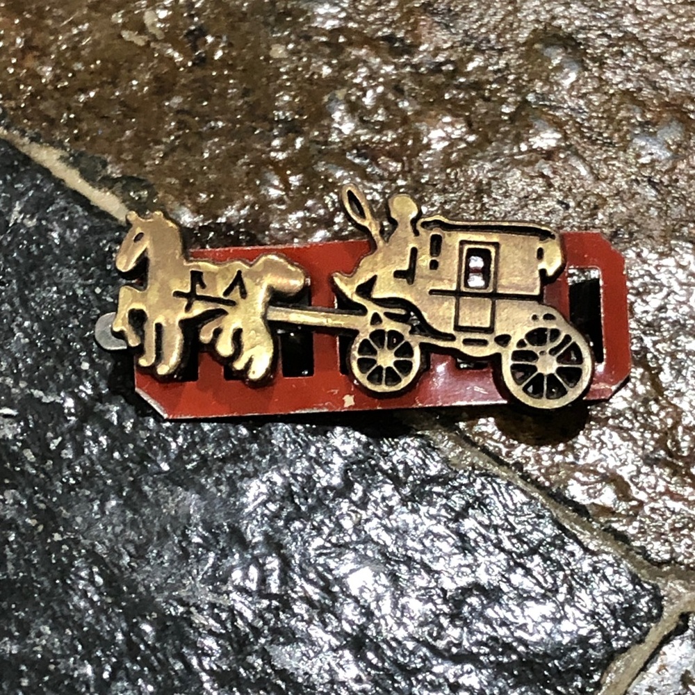 Coach Horse and Carriage bag replacement antique brass bag repair EUC W/Backing - Picture 6 of 6
